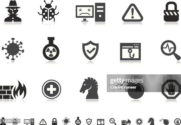 illustrazioni stock, clip art, cartoni animati e icone di tendenza di icone di sicurezza internet/pictoria serie - virus informatico