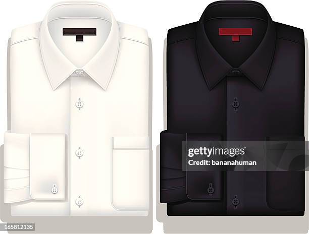 ホワイトとブラックの buttondownshirt - 襟点のイラスト素材／クリップアート素材／マンガ素材／アイコン素材