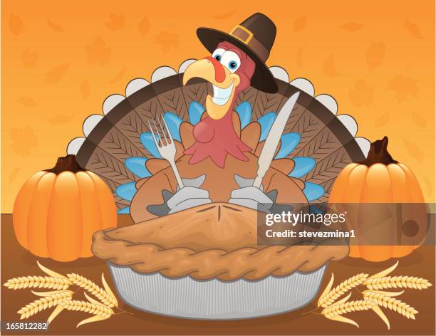 thanksgiving celebration - pumpkin pie stock illustrations