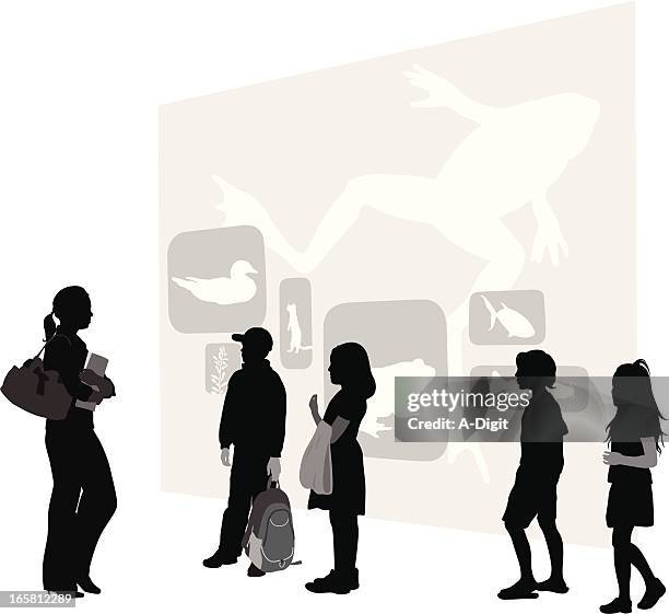 school visit vector silhouette - child aquarium stock illustrations
