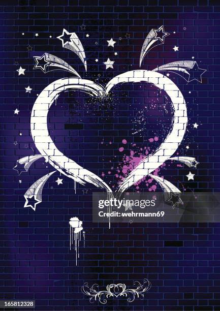 heart on wall - cement background stock illustrations