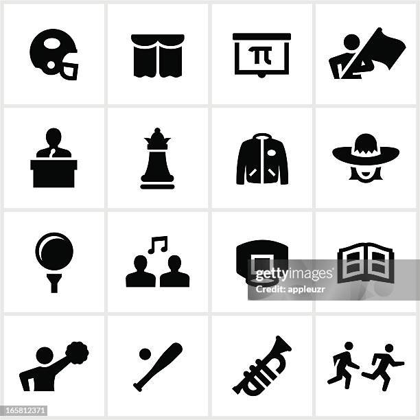 high school sports and clubs icons - cross country icons stock illustrations