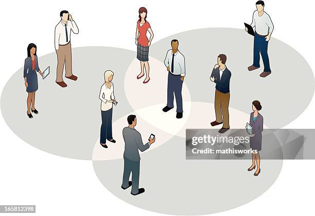 illustrazioni stock, clip art, cartoni animati e icone di tendenza di diagramma di venn persone - cravatta sottile