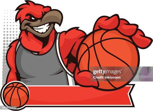 cardinal mascot basketball - cardinal bird stock illustrations