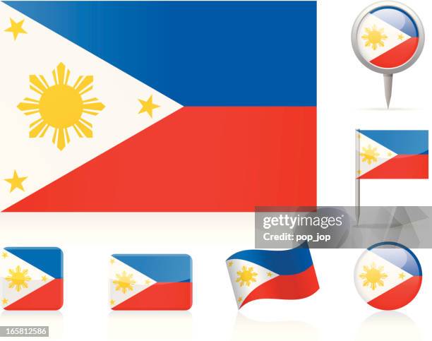 flags of philippines - icon set - philippines flag stock illustrations