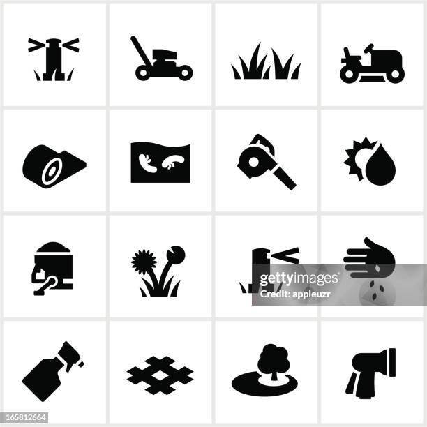 stockillustraties, clipart, cartoons en iconen met lawn care icons - niet gecultiveerd