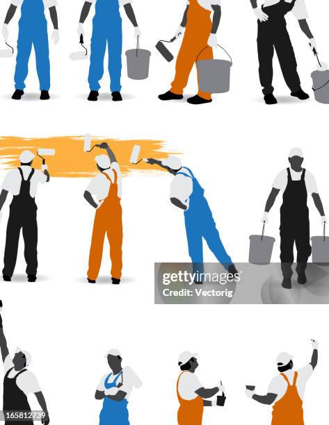 house painter - construction work in progress stock illustrations