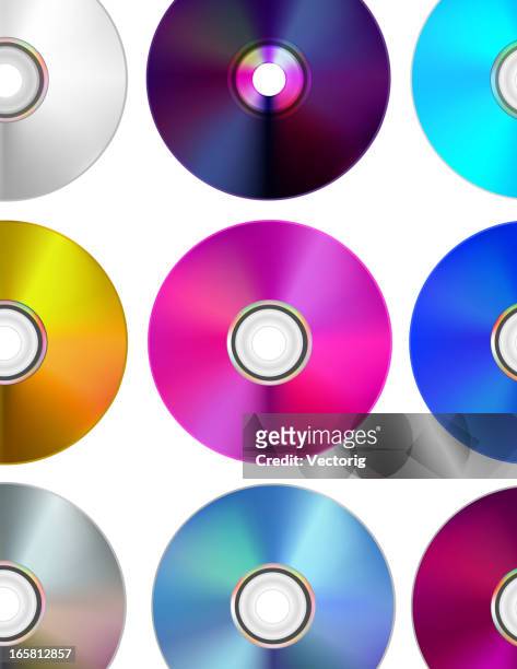 stockillustraties, clipart, cartoons en iconen met cd/dvd multicolored disks - lichtbreking