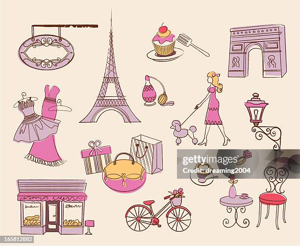 illustrazioni stock, clip art, cartoni animati e icone di tendenza di parigi elemento di design - boulangerie paris