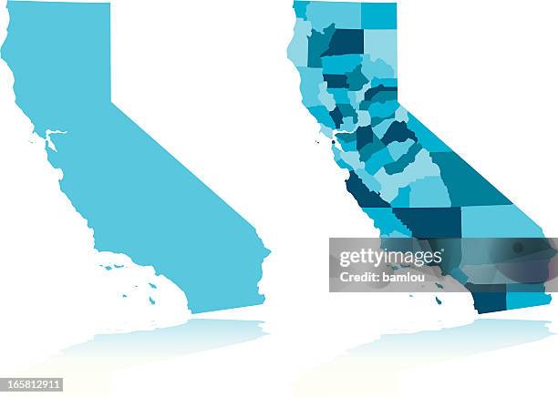 stockillustraties, clipart, cartoons en iconen met image of california next to image of california counties - stadsdeel