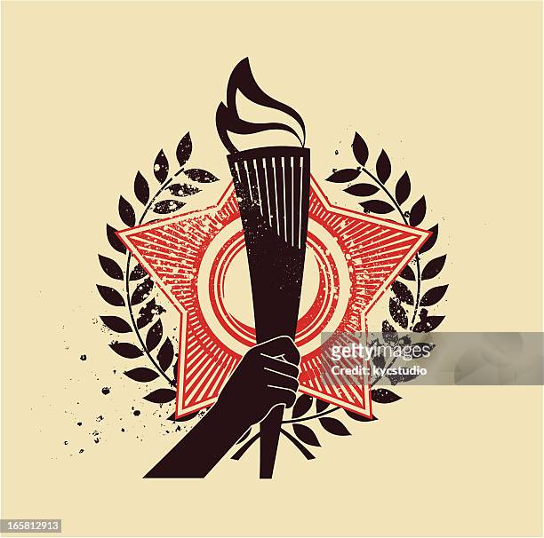 torch emblem - torch flame stock illustrations