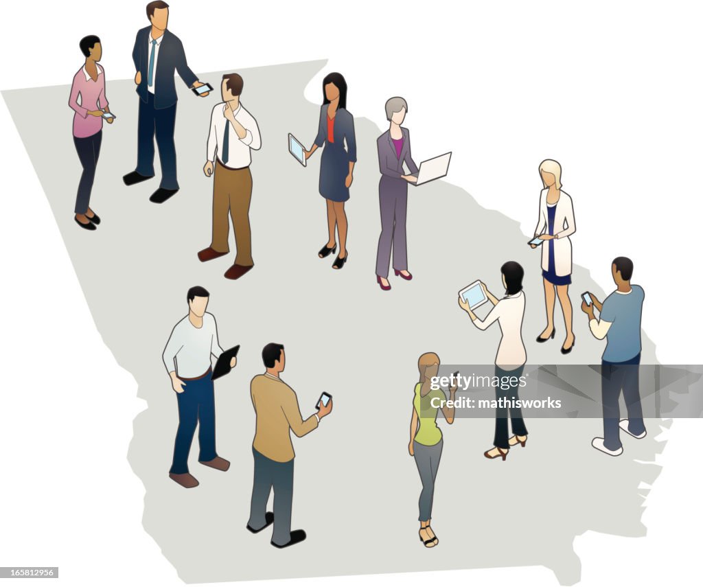 Georgia State Map with People