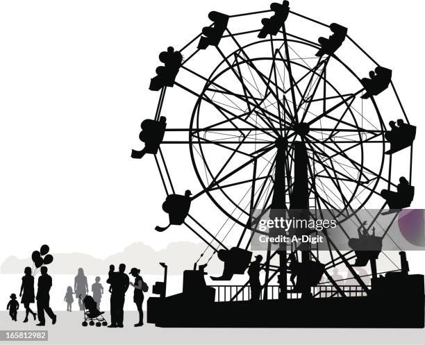 round about vector silhouette - funfair lights stock illustrations