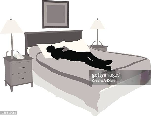 exhausted vector silhouette - bedroom side table stock illustrations