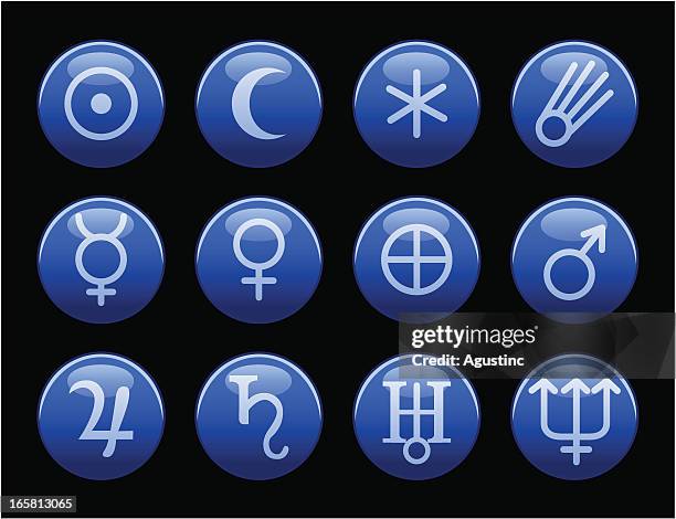 planetary symbols set - jupiter stock illustrations