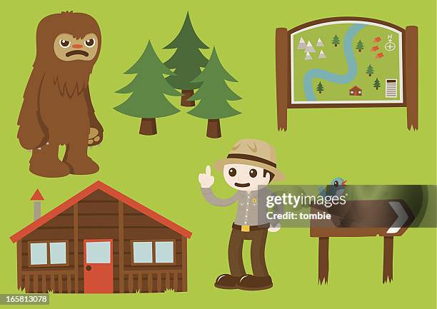 the great outdoors - element set 2 - log cabin illustration stock illustrations