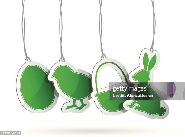 green tags to symbolize easter - easter egg stock illustrations
