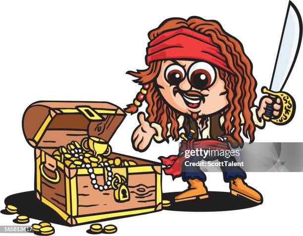 pirate's treasure - silver necklace stock illustrations