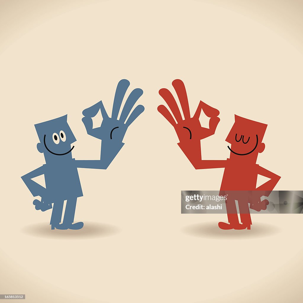Both sides showing ok hand sign