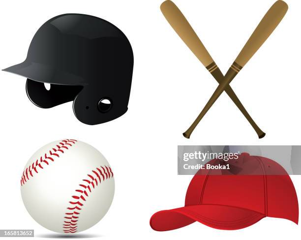 baseball icons - baseball helmet stock illustrations