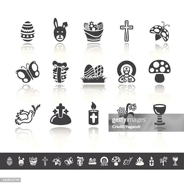 easter icons | simple grey - easter cross stock illustrations