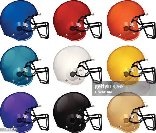 football helmets - sports helmet stock illustrations