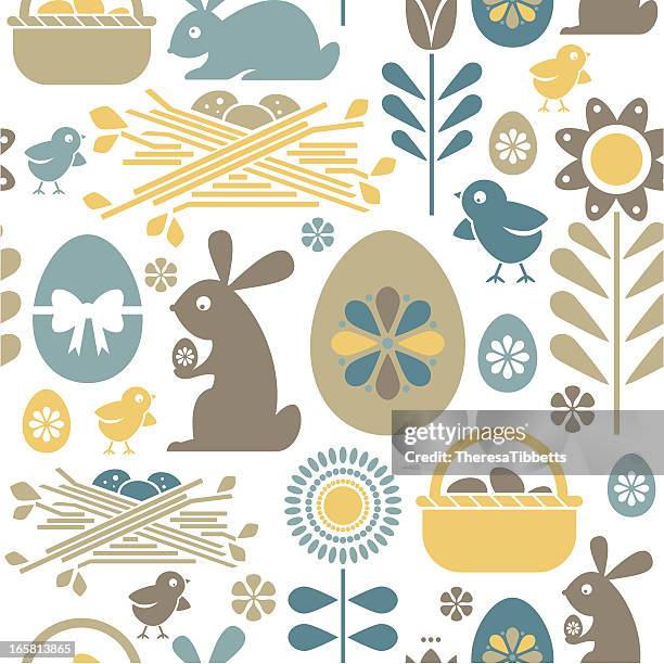 ostern wiederholen muster - nest stock-grafiken, -clipart, -cartoons und -symbole