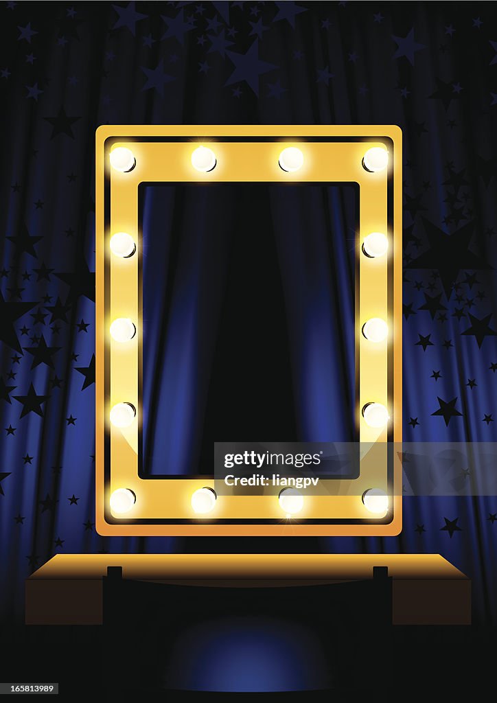 Blue Curtain & mirror