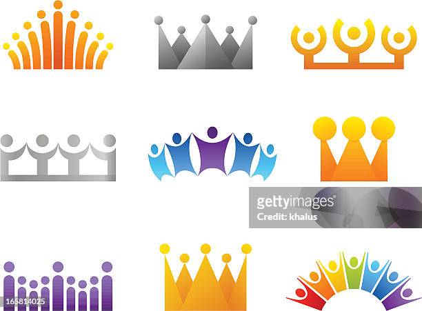 crowns and people in the shape of crowns - king royal person stock illustrations