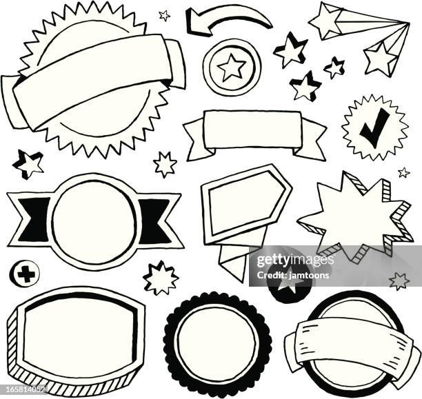 doodle call-outs, banners and seals - speech bubble 3d stock illustrations