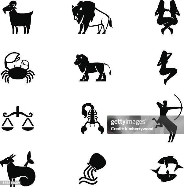 stockillustraties, clipart, cartoons en iconen met horoscope sign icon set - european bison