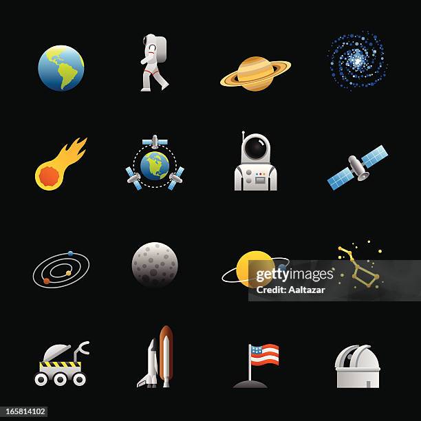 color icons - space - lunar module stock illustrations