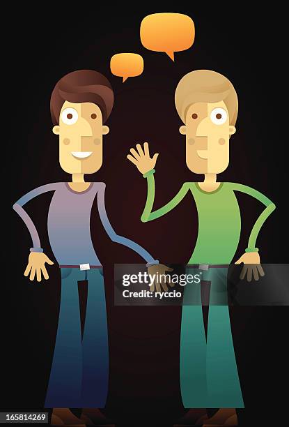 two man speaking, cartoon style - funny dancing stock illustrations
