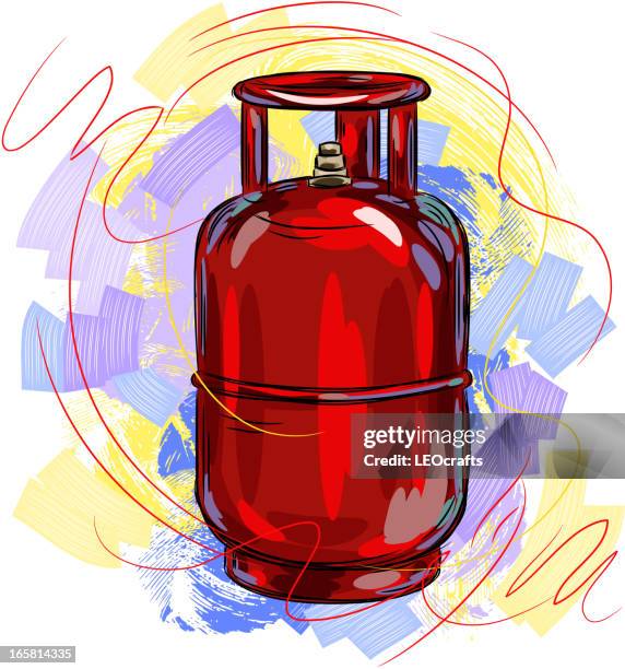 illustrazioni stock, clip art, cartoni animati e icone di tendenza di rosso bombola del gas - cylinder