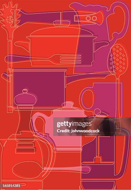 kitchen ware pattern - wallpaper steamer stock illustrations