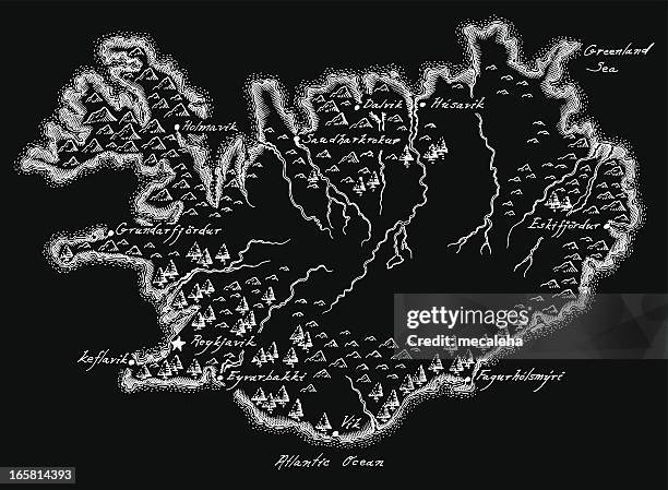 antike karte von island - iceland world map stock-grafiken, -clipart, -cartoons und -symbole