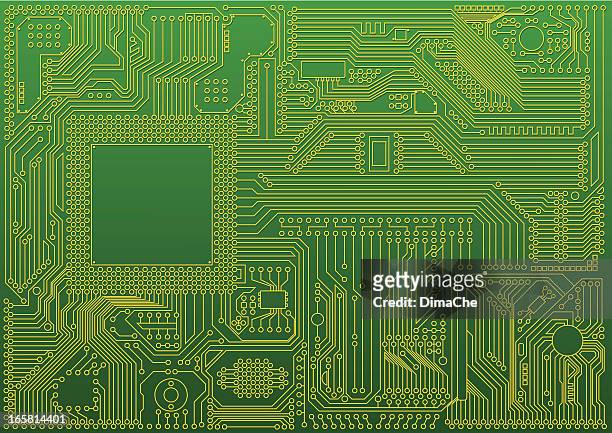 illustrazioni stock, clip art, cartoni animati e icone di tendenza di astratto sfondo di microchip - scheda a circuito