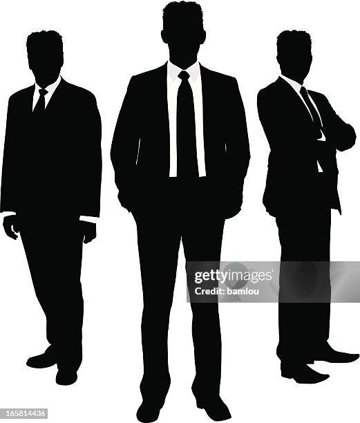 stockillustraties, clipart, cartoons en iconen met businessman silhouette trio - uitsnede