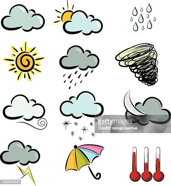 weather icon set | elegant series - raindrop stock illustrations