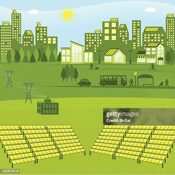 solar energy - solarpark stock-grafiken, -clipart, -cartoons und -symbole