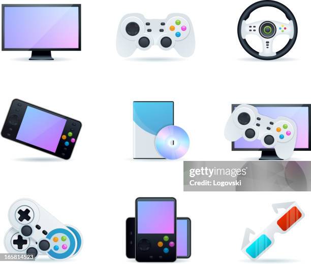 vector gaming icons - console controller isolated stock illustrations