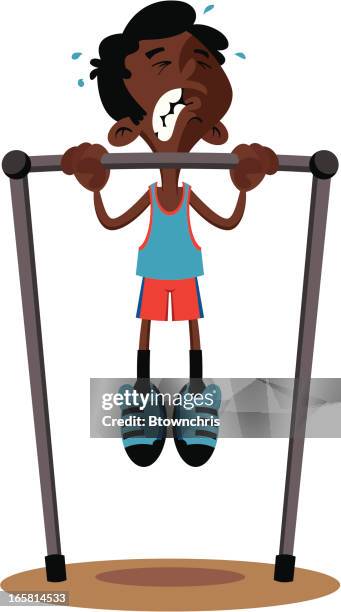 pull ups - doing pull ups stock illustrations