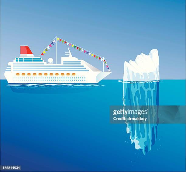 ship and iceberg - iceberg ice formation stock illustrations