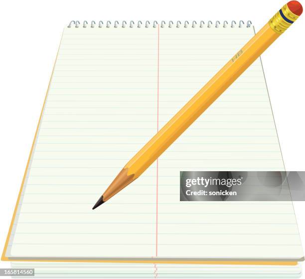 note pad and pencil - spiral binding stock illustrations