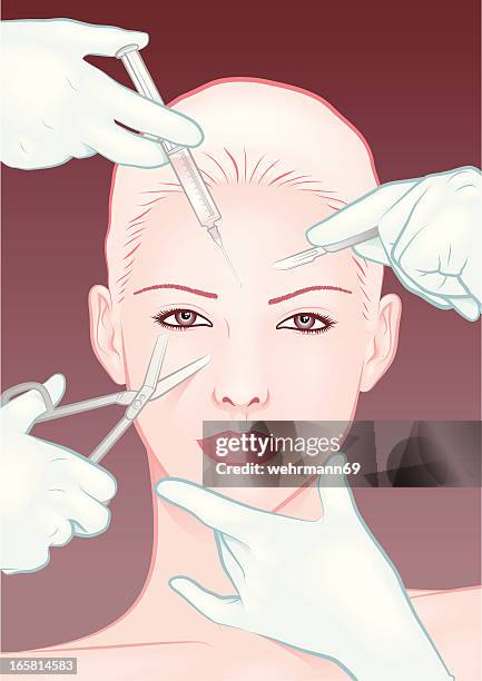 beauty madness - plastic surgery stock illustrations