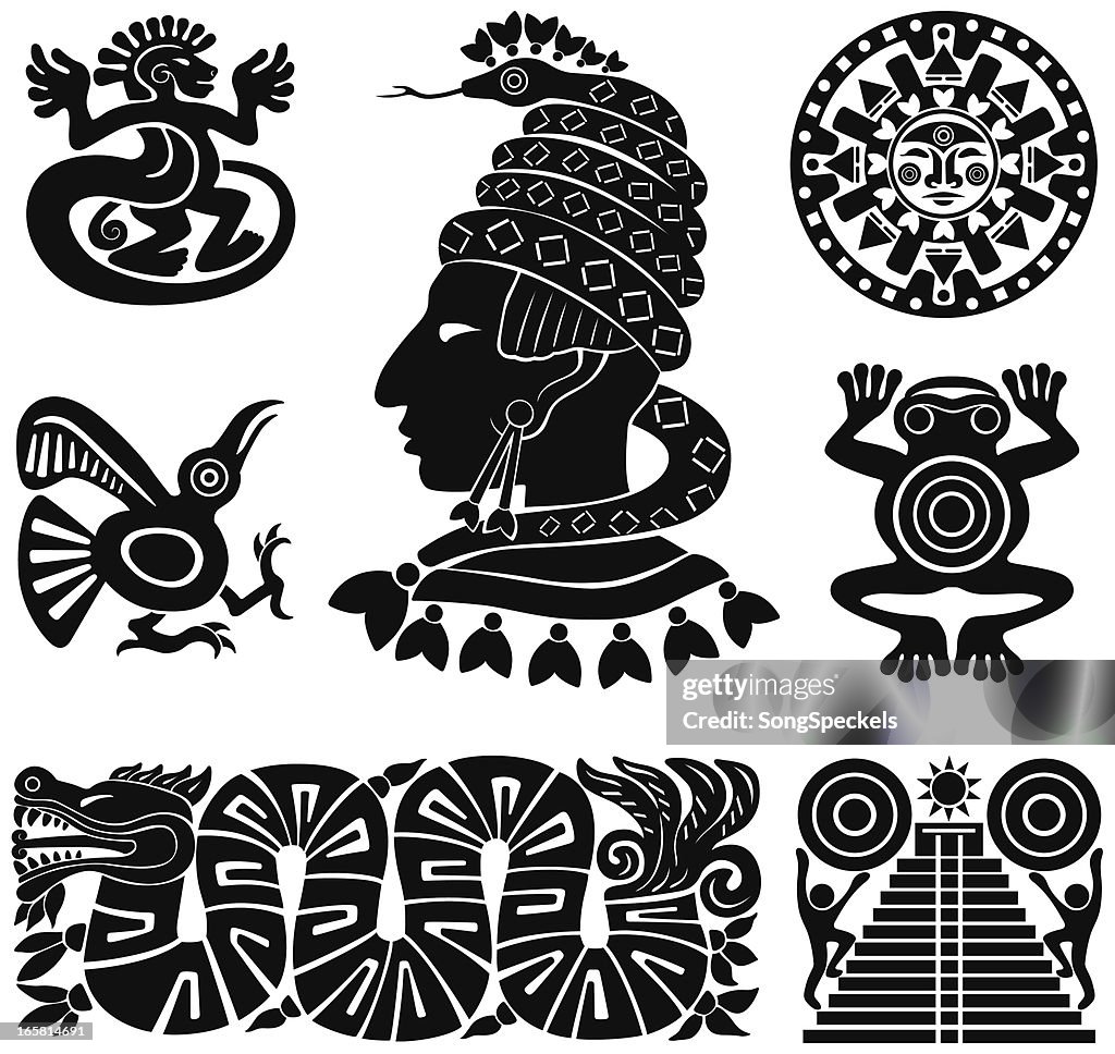 Mayan silhouettes illustration