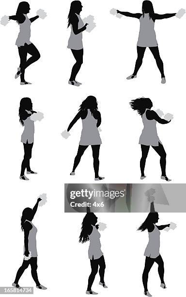 multiple images of cheer leaders - pep rally stock illustrations