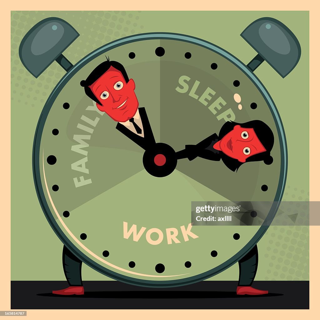 Cartoon Clock Demonstrating Daily Routine High-Res Vector Graphic ...