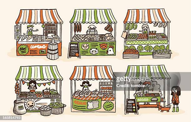 farmer's market - cakestand stock-grafiken, -clipart, -cartoons und -symbole