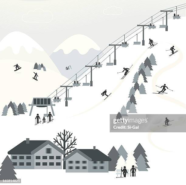 スキーリゾート - スキー旅行点のイラスト素材／クリップアート素材／マンガ素材／アイコン素材